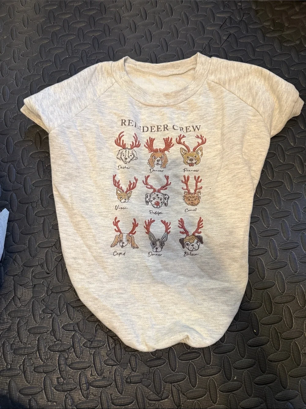 Dog shirt Reindeer Crew Short Sleeve Tee - Heather Gray